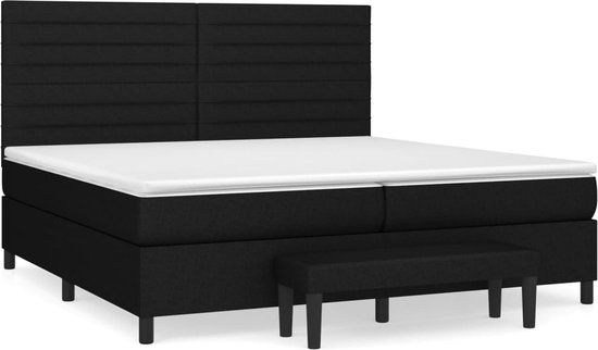 vidaXL Boxspring met matras stof zwart 200x200 cm