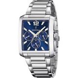 Festina Heren Chronograaf Rechthoekig Staal Band en Kast Blauwe Wijzerplaat