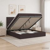 vidaXL Ottoman bed met matras, donkerbruin, 160 x 200 cm, stof
