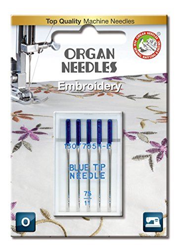 Organ Embroidery Needles - Size 75 - Blue Tip - Pack of 5