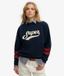 Superdry Sweatshirt Varsity Script Coupe Droite Bleu Marine Taille: 42