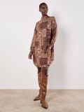 Apricot Ikat Patchwork Oversized Trui-Minijurk