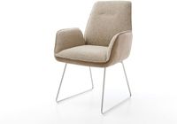 DELIFE Fauteuil Zoa-Flex piètement à glissière acier inoxydable mélange de matériaux ressorts ensachés noyau boue couleur terre poche ressorts ensachés noyau boue couleur terre brun