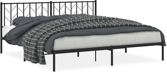 vidaXL Bedframe met hoofdbord metaal zwart 193x203 cm