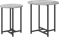 vidaXL Bijzettafelset 2 stuks grijs sonoma en zwart 50 x 50 x 50 cm