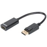 DIGITUS DisplayPort grafische adapter, DP naar HDMI type A, Full HD 60Hz, 1920 x 1080 pixels, blisterverpakking, zwart