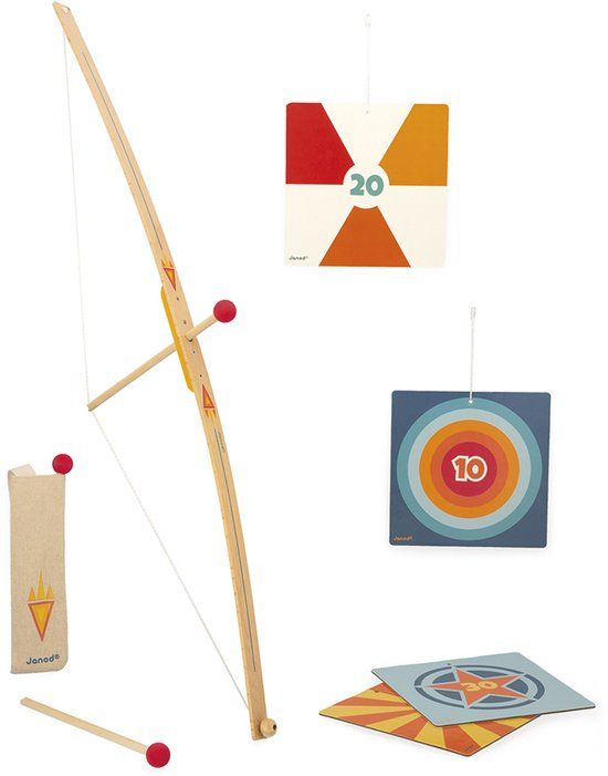 Janod - Houten boogschietset, pijlen, pijlenkoker en doelwitten