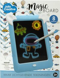 Jollity Works JollyCreative - Magisch Tekenbord - Kleurenbord - Tekenpad - Fantastic - Educatief speelgoed - Knutselen - Lichtgevende kleurtafel - Incl. 10 sjablonen - Tekentablet - Neon Markeerstiften - Neon - Blauw - Bekend van TV