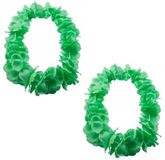 Merkloos Hawaii kransen bloemen slingers - Set van 12x stuks - neon groen