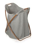 Möve Bamboo opvouwbare wasmand, tweedelig, 56 x 51 x 66 cm, van bamboe met canvas, grijs