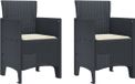 vidaXL Tuinstoel Crèmewit Polyrattan Inclusief 4 kussens