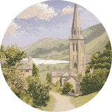 Heritage kruissteekset Aida "Dorf am See (A)", telpatroon, JCLV288-A, diam 25,5 cm