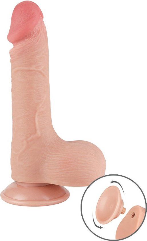 LoveToy Dubbellaags Dildo Glijdende Huid Dildo Beige 19.5 cm