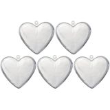 DIY/hobby hartjes - 5x - transparent - 6 cm - kunststof - huwelijksbedankjes - cadeau/weggevertje