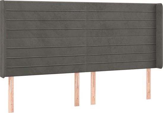 vidaXL Hoofdbord met randen 203x16x118/128 cm fluweel donkergrijs