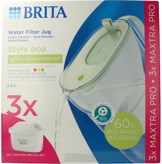 Brita Style Eco Waterfilterkan Groen + 3 Maxtra Filterpatronen