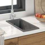 VidaXL Évier de cuisine gris 21 x 44 x 14 cm granit