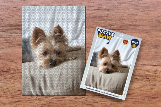 MuchoWow Puzzel Yorkshire Terrier ligt op de bank te slapen - Legpuzzel - Puzzel 1000 stukjes volwassenen