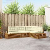 vidaXL 5-delige Buitenbank Set Massief Acacia Hout en Polyester