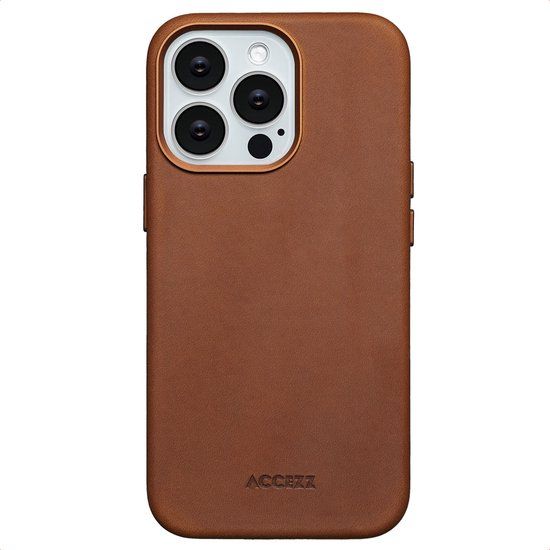 Accezz Vintage Leather Backcover Geschikt voor iPhone 13 Pro - MagSafe - Tabacco Cognac