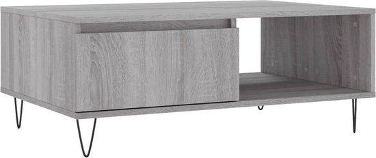 vidaXL Salontafel 90x60x35 cm bewerkt hout grijs sonoma eikenkleurig