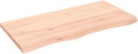 vidaXL - Wastafelblad - 100x50x(2-4) - cm - onbehandeld - massief - hout