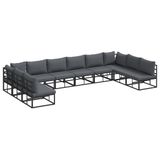 vidaXL Tuinbank - Set - 10 - st - Zwart - Aluminium