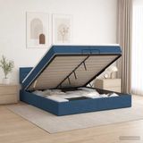 vidaXL - Ottoman bed met matras met hoofdeinde - Blauw - 200 x 200 cm - Stof