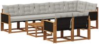 vidaXL - Hoek loungeset - 8 zitplekken - Naturel en lichtgrijs - Acacia hout