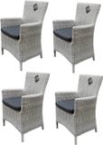 AVH-Collectie Capri dining tuinstoel wit grijs wicker set van 4