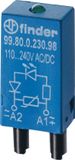 Finder 99.80.0.024.98 Stekkermodule met groene LED 6-24 V AC/DC