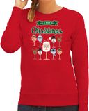 Bellatio Decorations foute kersttrui/sweater dames - Kerst Wijn - rood - All I Want For Christmas XS