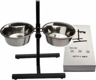 Bonezz Bol Voederstandaard - inclusief RVS kommen - Zwart - 25 cm