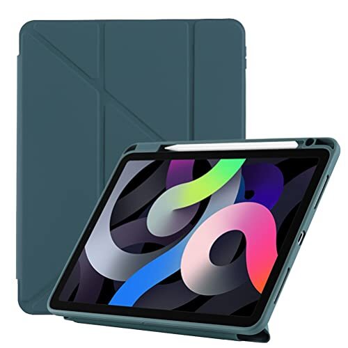 JOYLYJOME Compatibel met iPad (9,7 inch) tabletbeschermhoes, Y-vormige vouwtas met pensleuf, acrylmateriaal, donkergroen