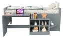 StarTech Kinderbed - Enkelbed 90 x 200 cm - Hout en houtvezel - Opbergruimte - Ingebouwde bureau - Montage vereist - Grijs/houtlook