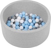 Petsona Ballenbad voor honden 70x30cm met 150 ballen - Hondenzwembad rond - Kattenspeelgoed - Lichtgrijs: Grijs Wit Babyblauw