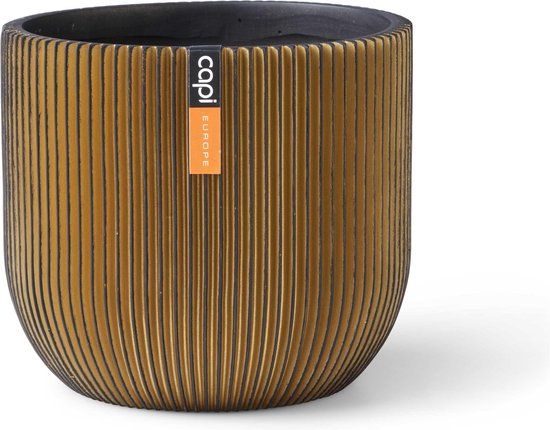 Capi Europe Pot bol Groove 24x21 zwart goud - 8716443100345