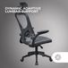 MARSGAMING MGC-ERGOPLUS Professionele ergonomische stoel, aanpasbare dynamische lendensteun, ademend mesh, in hoogte verstelbaar tussen 115 en 125 cm, inklapbare armleuningen, verstelbare hoofdsteun, Grijs