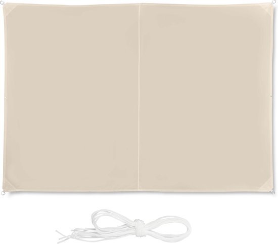 Relaxdays relaxdays schaduwdoek rechthoekig - zonnezeil - waterafstotend - uv-bestendig - beige 2 x 3 m