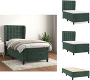 vidaXL Boxspring met matras, fluweel, donkergroen, 100x200 cm