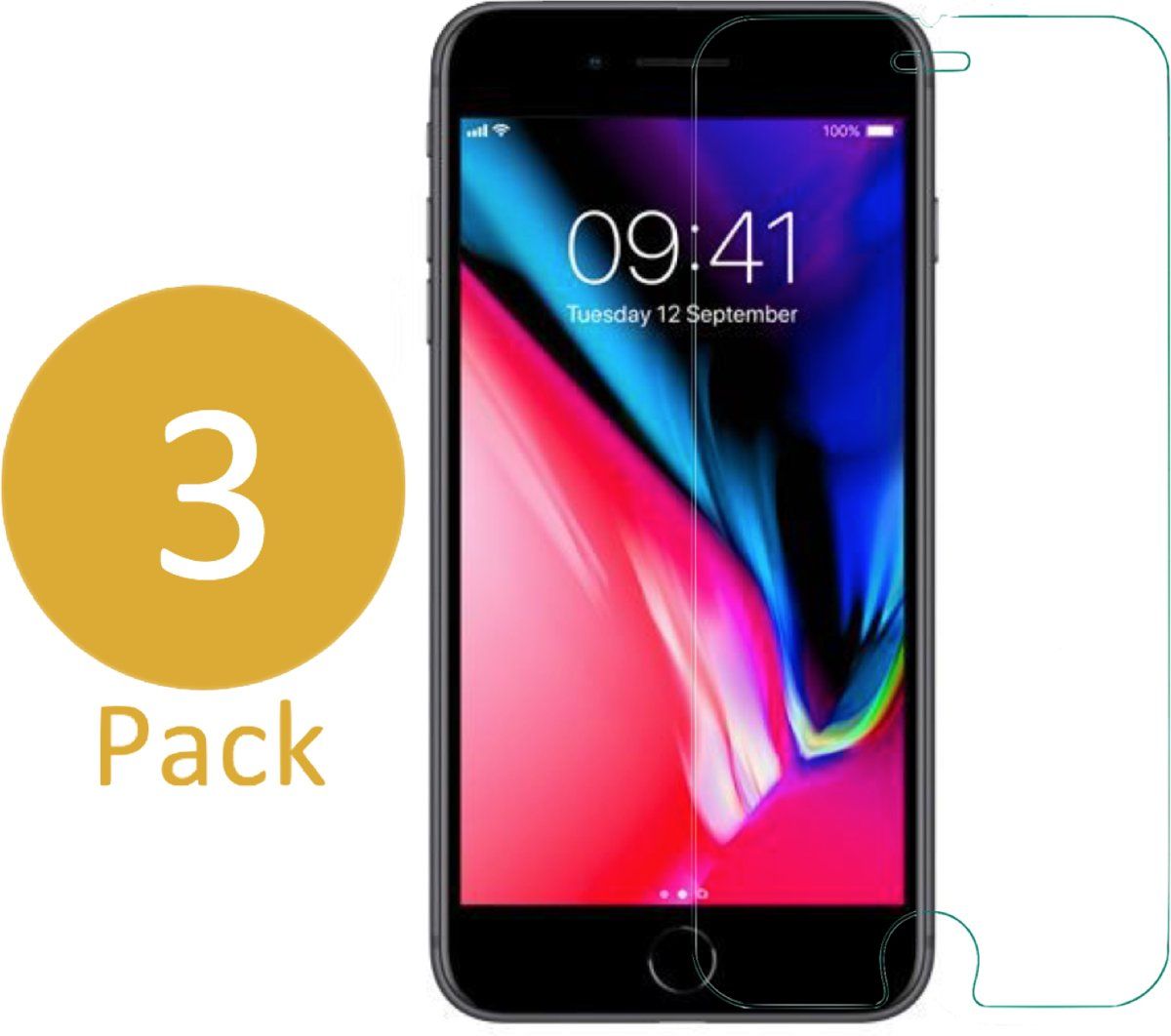 iCall 3x Screenprotector voor Apple iPhone 8 Plus - Screen Protector Gehard Glass Transparant
