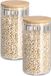 Zeller Voorraad/bewaar pot Grooves - 2x - hard glas - transparant - 800 ml - bamboe deksel - luchtdicht