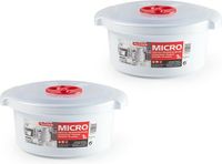 PlasticForte Magnetron schaal met deksel/ventiel - 2x - 1L - wit - kunststof - hoog model