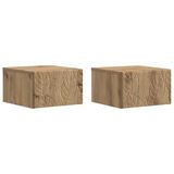 vidaXL Muurbevestigde Nachttafel Set van 2 Artisanaal eiken