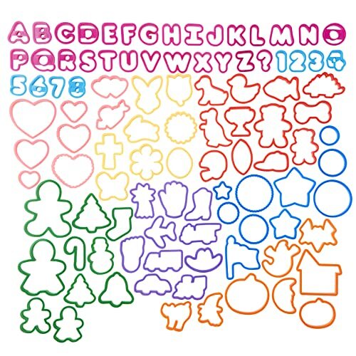 Wilton 2304-1050 koekjes-/koekjesset, 101-delig, alfabet, cijfers en seizoensgebonden uitsteekvormpjes, standaard