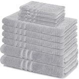 Lavea® Set de 10 serviettes de bain – 100% Coton – Argent