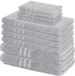Lavea® Set de 10 serviettes de bain – 100% Coton – Argent