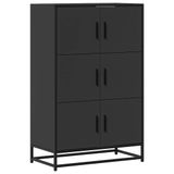 vidaXL Hoge kast, zwart, 68x35x106,5 cm, bewerkt hout en metaal
