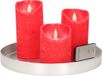 Plateau à bougies rond argenté sans marque en plastique D27 cm avec 3 bougies LED rouges 10/12,5/15 cm - Décoration de table