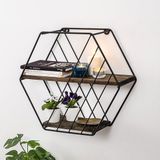 Moderne Asir Wandplank Zwart en donker walnoot 44 x 15 x 40 cm